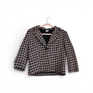 Rave Vintage Y2K Pink Black Tweed Houndstooth Blazer Size 11 Tween